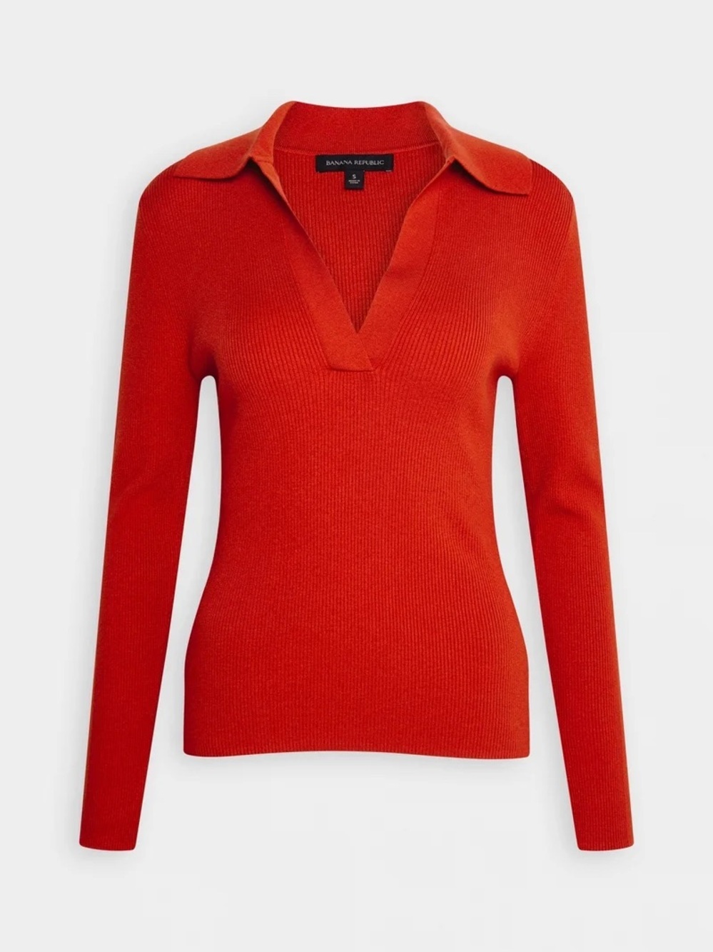Banana Republic Ribbed collared Sweater in Burnt Orange v neck sz lg